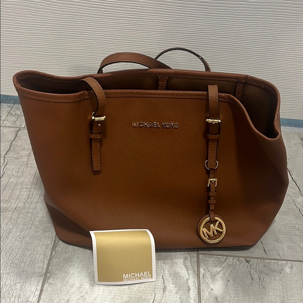 Michael Kors Tan Leather Handbag with Gold Accents